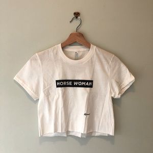 Horse *WOMAN* crop top by Reductress